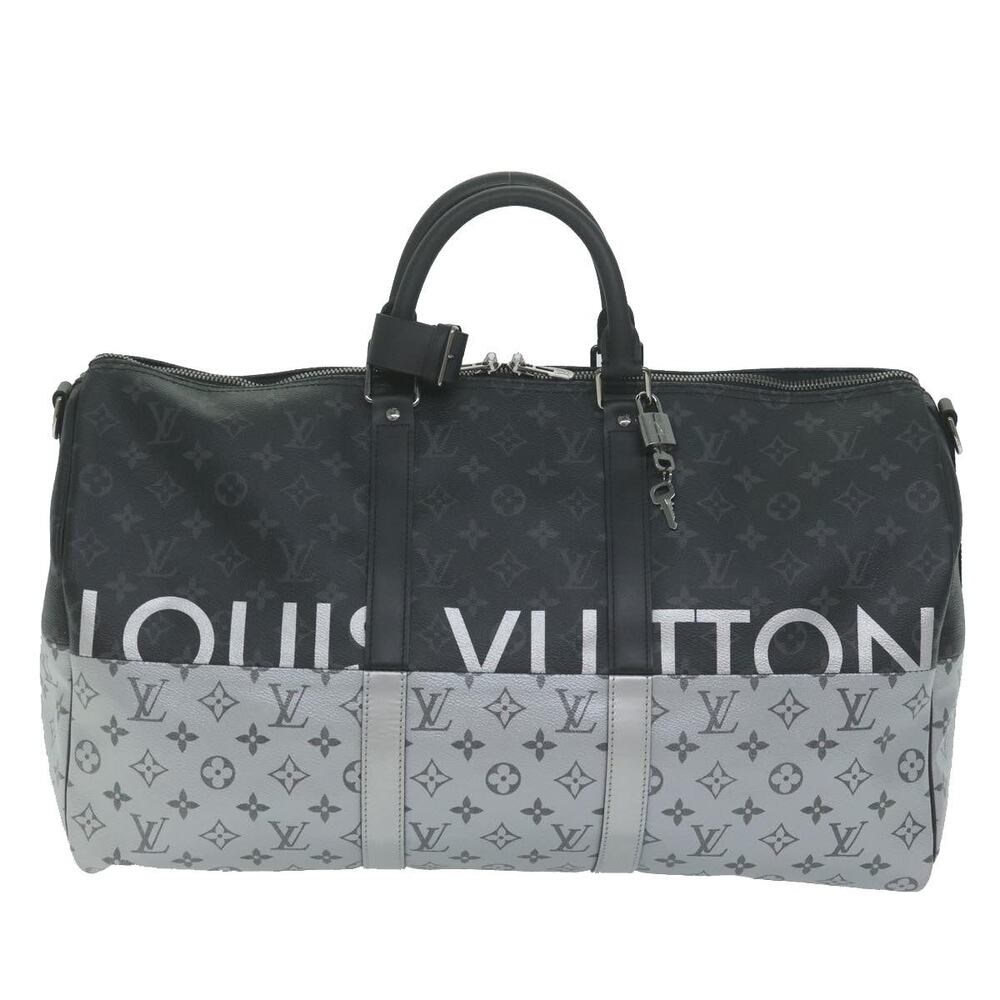 Louis Vuitton Eclipse Split Keepall Bandouliere 50 Boston Bag Black